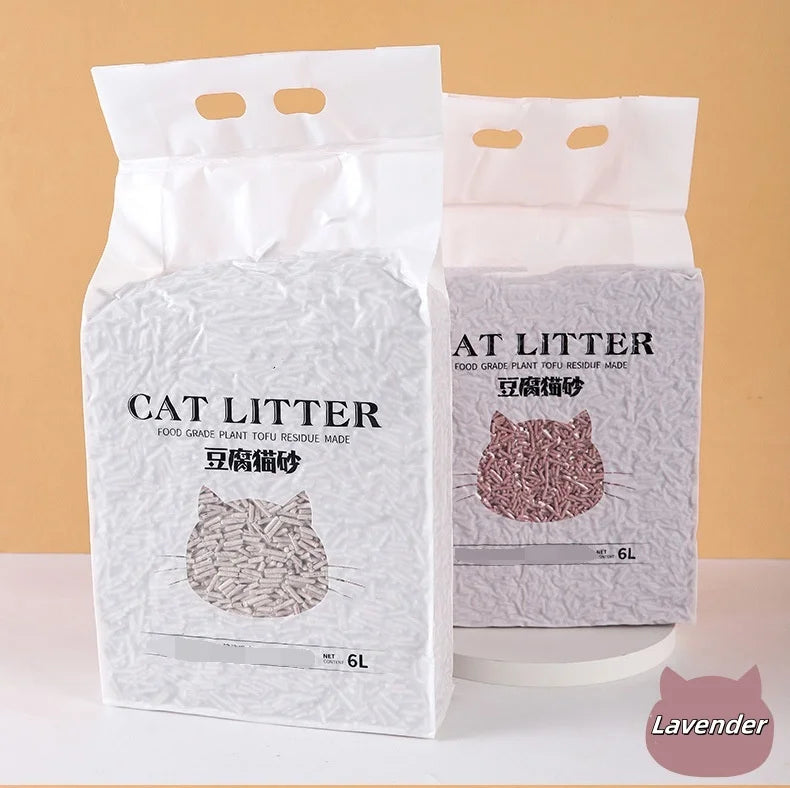 6-Liter Pack Natural Soybean Residue Cat Litter Tofu Eco-Friendly Four Scents Available Cat Litter Alternative