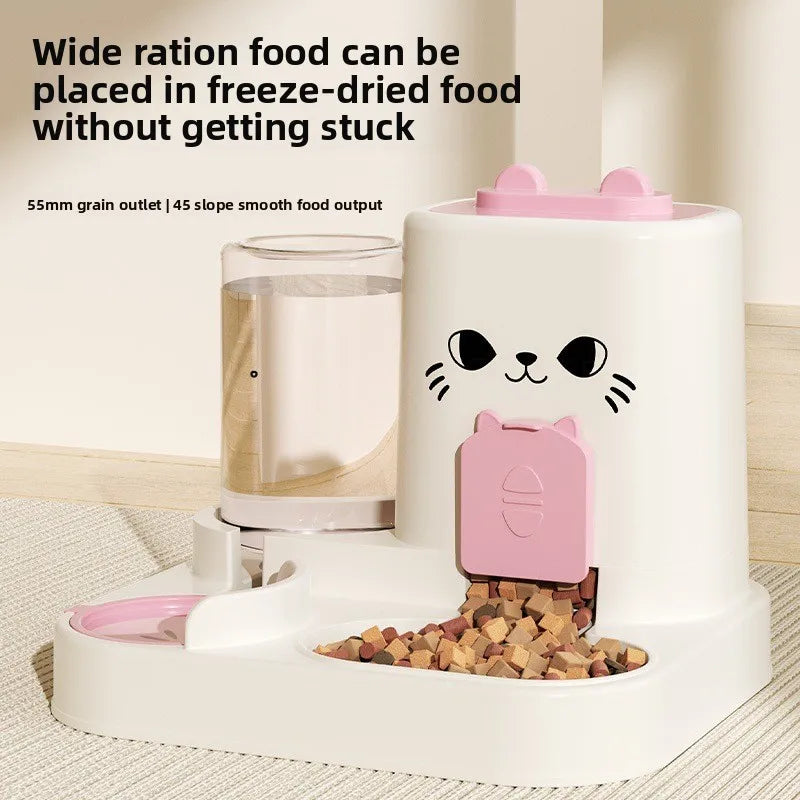 Distributore di acqua e cibo per gatti 2 in 1, a forma di gatto, fino a 10 giorni di autonomia