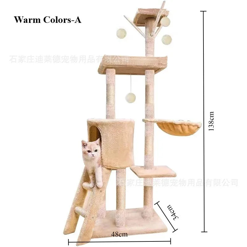 Plush Cat Tree Cat Tower Cozy Luxury Cats Condo For Indoor Multi-Level Cat Tower Sisal Covered Scratching Posts Cats Accessories