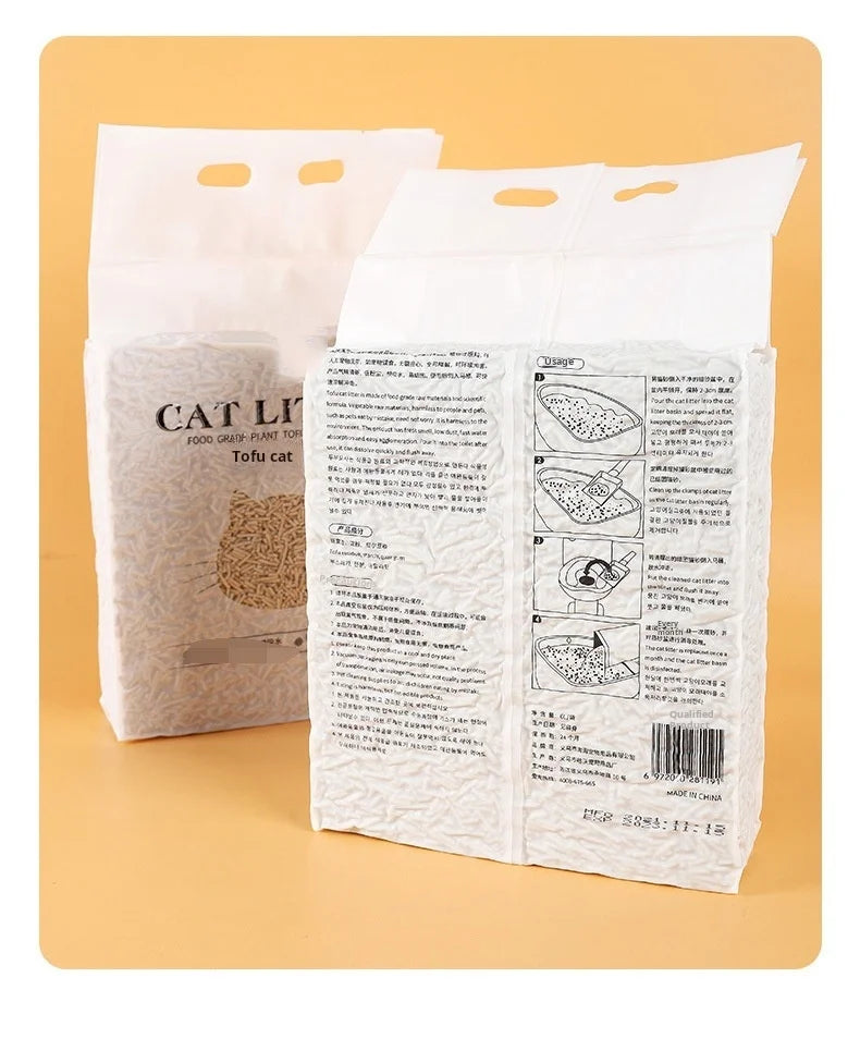 6-Liter Pack Natural Soybean Residue Cat Litter Tofu Eco-Friendly Four Scents Available Cat Litter Alternative