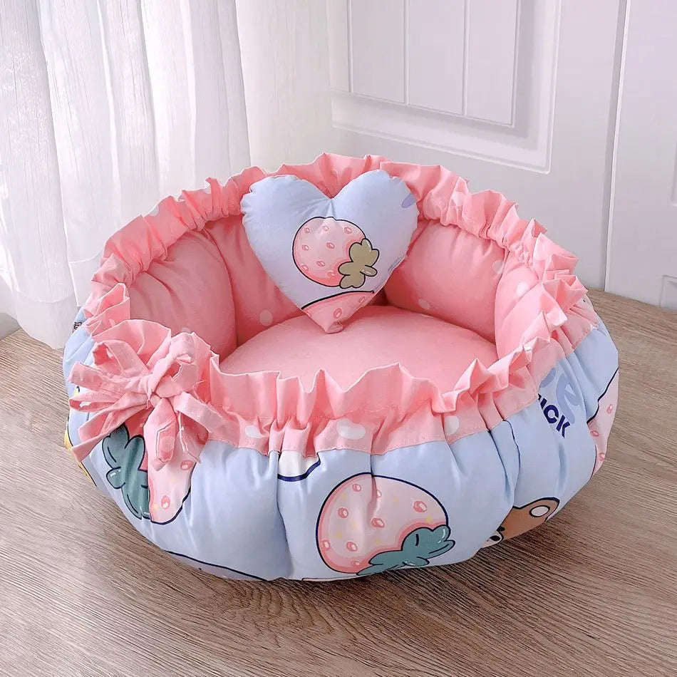 Kennel High Appearance Level Warm Small Dog Cute Princess Wind Four Seasons Universal Cartoon Print