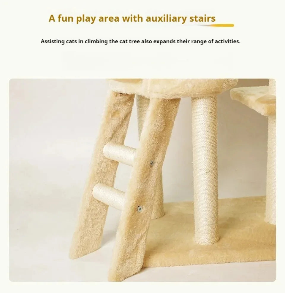 Plush Cat Tree Cat Tower Cozy Luxury Cats Condo For Indoor Multi-Level Cat Tower Sisal Covered Scratching Posts Cats Accessories