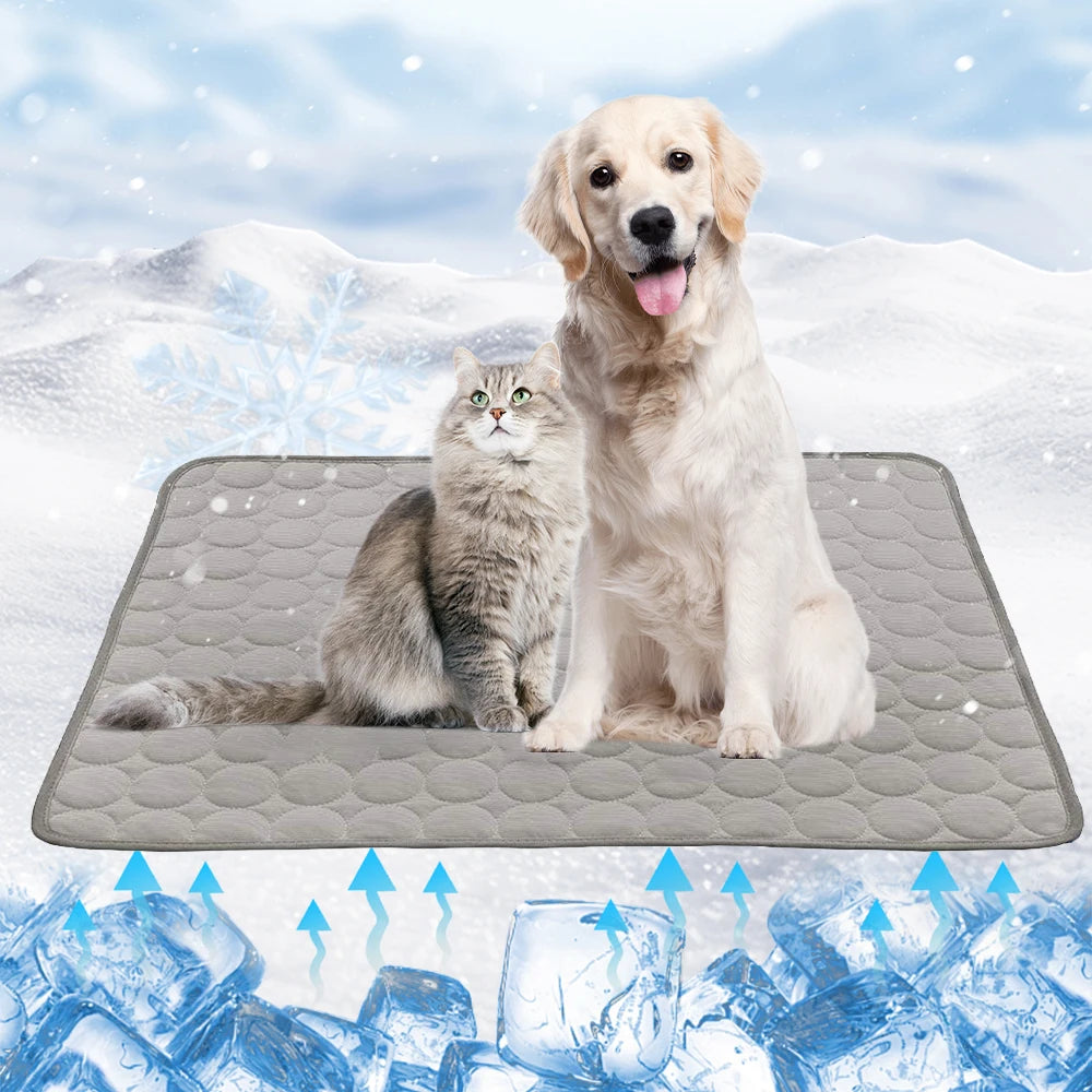 Dog Cooling Mat Summer Washable Portable Pet Coolings Pad For Dogs Cat Ice Silk Blanket Sofa Breathable Sleeping Mat