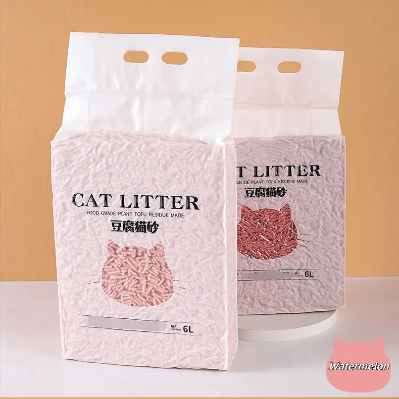 6-Liter Pack Natural Soybean Residue Cat Litter Tofu Eco-Friendly Four Scents Available Cat Litter Alternative