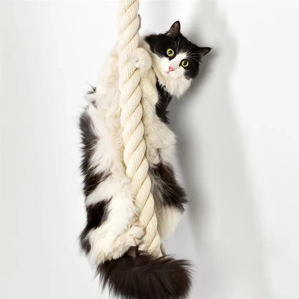 Wall Mounted Cat Climbing Rope Cat Climbing Tower Toy with Scratching Posts Cat Tree Kitten Rope Ladder Suitable for Climbing