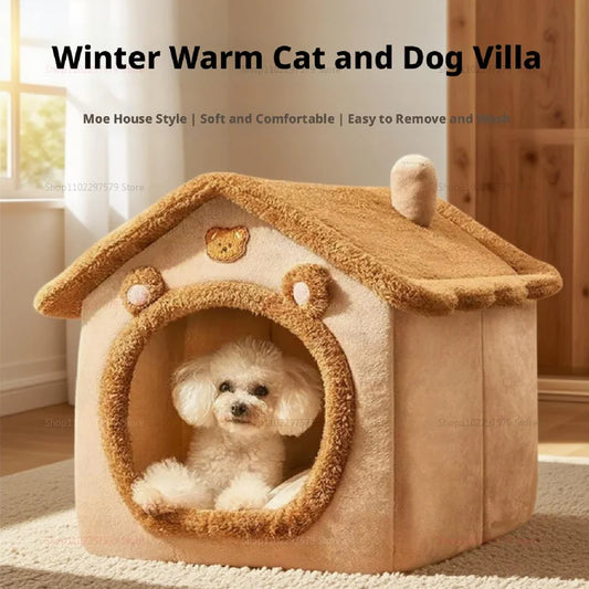 Cuccia per Cani e Gatti a forma di Villetta, resistente, smontabile e lavabile, per uso Interno ed Esterno