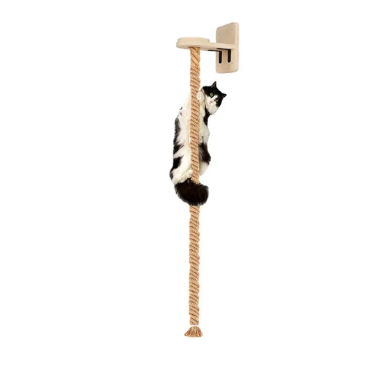 Wall Mounted Cat Climbing Rope Cat Climbing Tower Toy with Scratching Posts Cat Tree Kitten Rope Ladder Suitable for Climbing