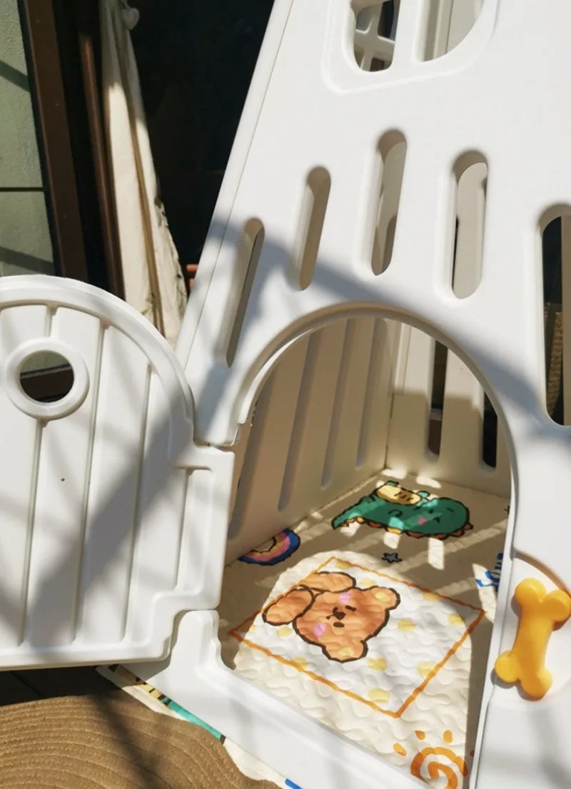 Indoor Teddy Dog House Outdoors Plastic Bichon House Small Medium Chihuahua Puppy Kennel Door Luxury Breathable Dogs Supplies