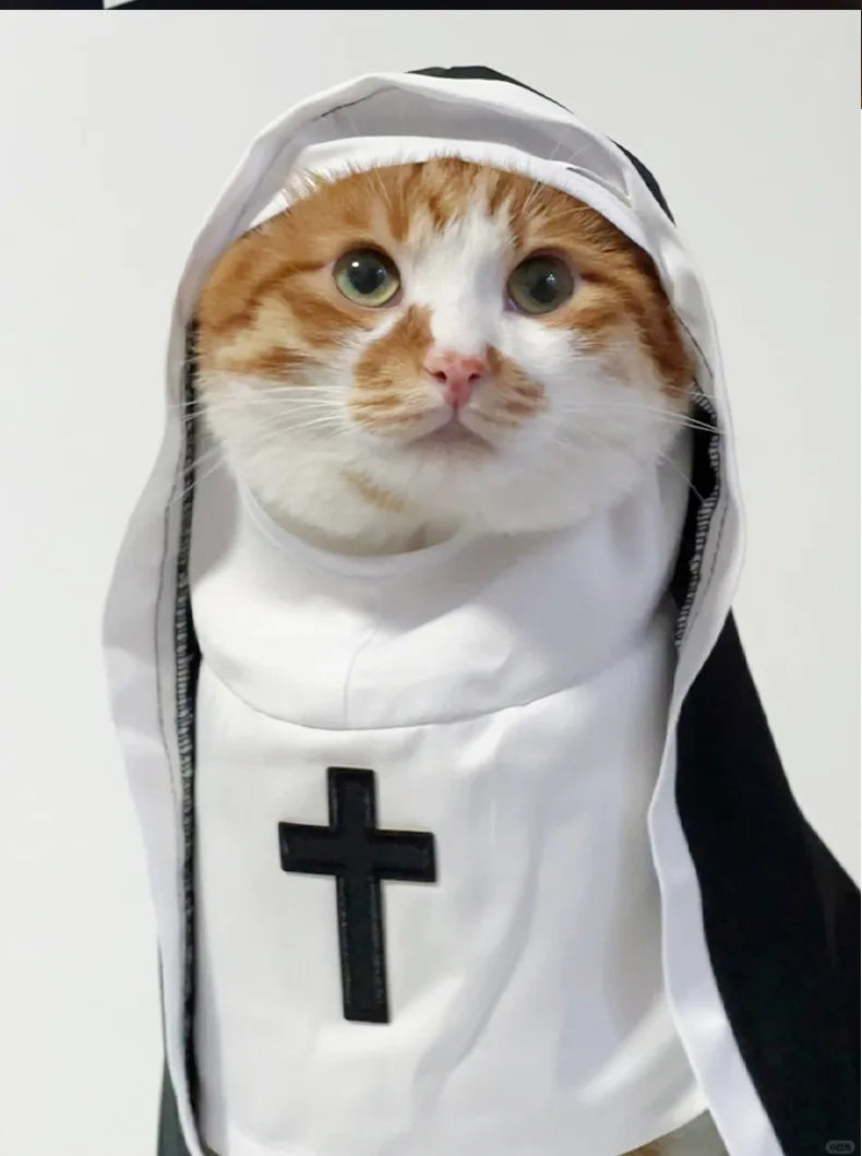 Costume da Suora per gatto o cane di piccola taglia, divertente travestimento per halloween o carnevale