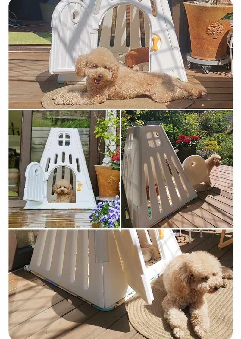 Indoor Teddy Dog House Outdoors Plastic Bichon House Small Medium Chihuahua Puppy Kennel Door Luxury Breathable Dogs Supplies