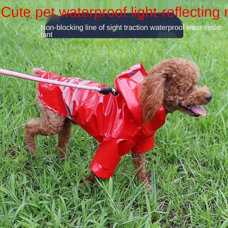 Giacca Impermeabile per piccoli cani con Cappuccio e Striscia Riflettente, Abbigliamento Traspirante da Esterno per Cuccioli