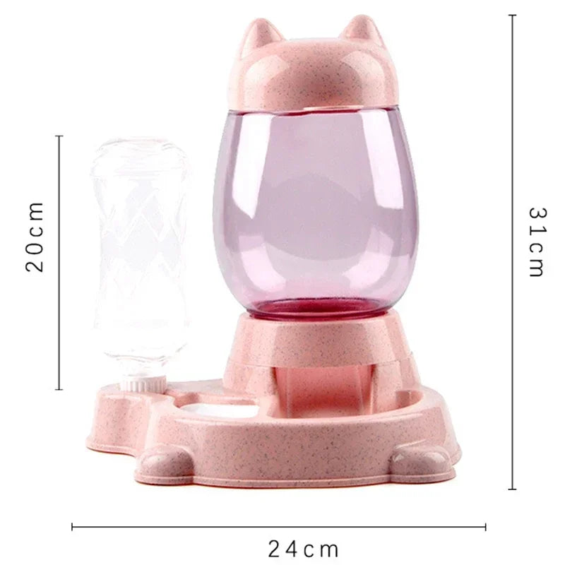 Distributore di cibo e acqua 2 in 1, per gatti e cani