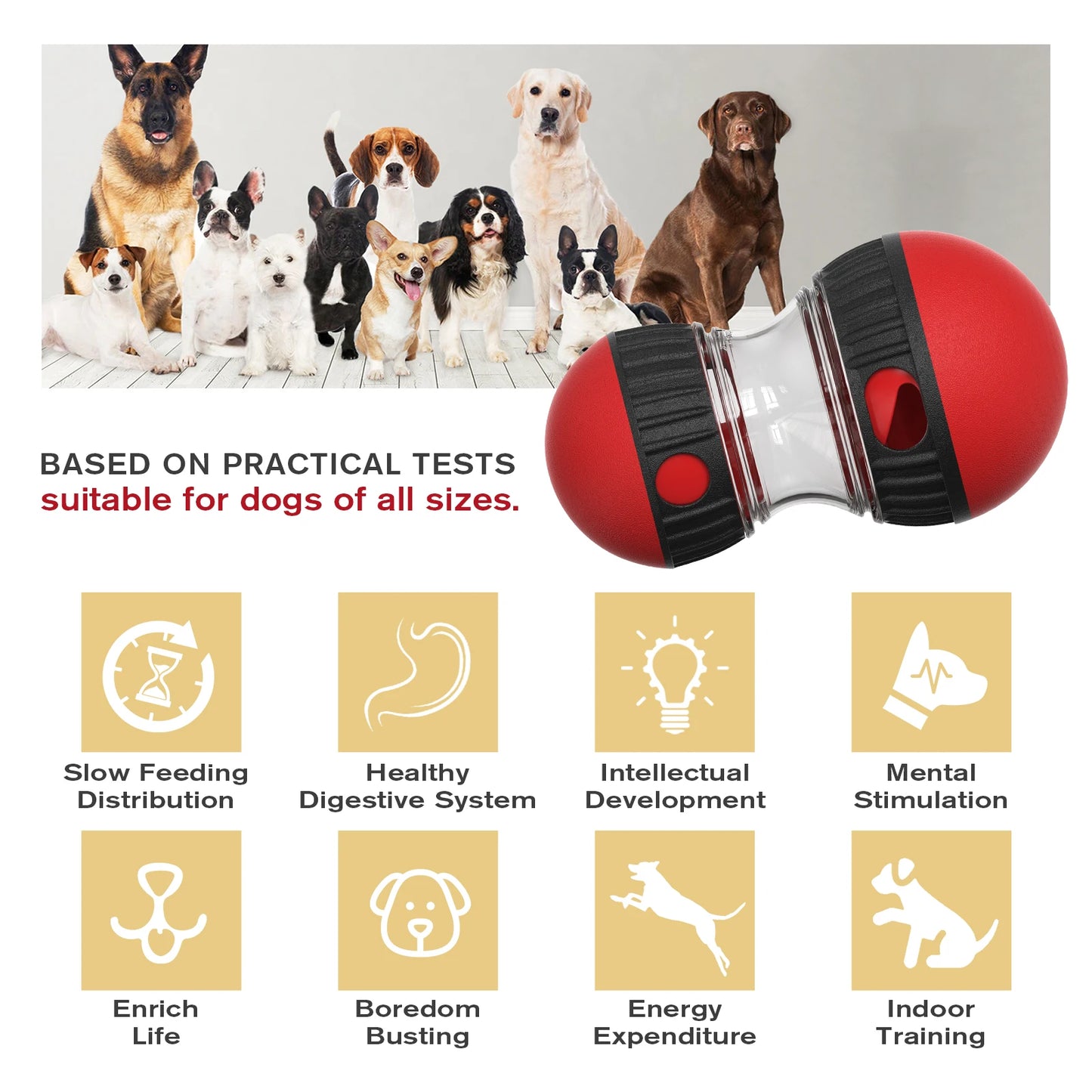 Pallina per lenta distribuzione dei croccantini - Giocattolo ideale per Cani e Gatti per intelligenza e addestramento