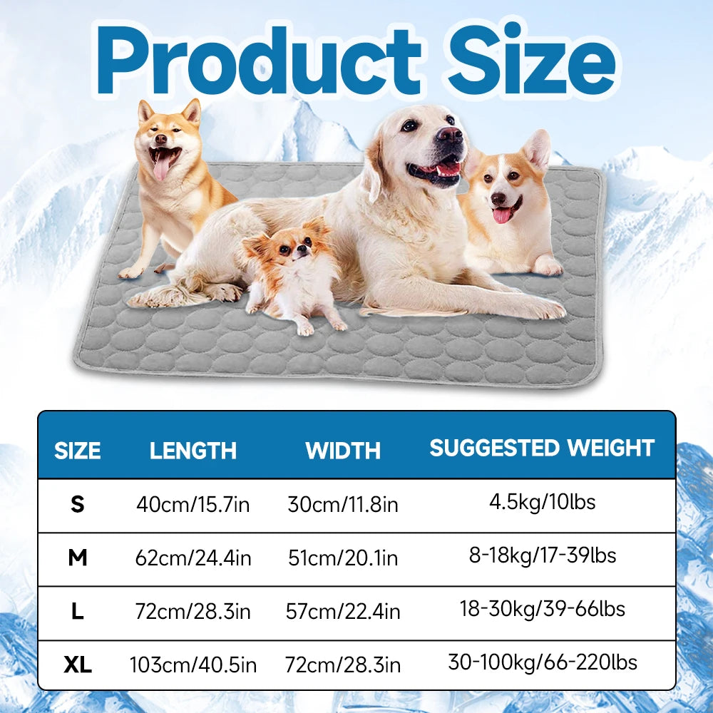 Dog Cooling Mat Summer Washable Portable Pet Coolings Pad For Dogs Cat Ice Silk Blanket Sofa Breathable Sleeping Mat