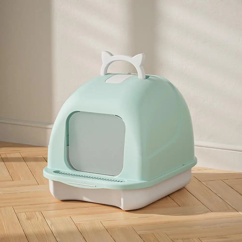 Large Cat Litter Box with Lid Closed Kitten Litter Pan with Litter Scoop Cat Enclosed Toilet Spacious Interior Pet Supplies