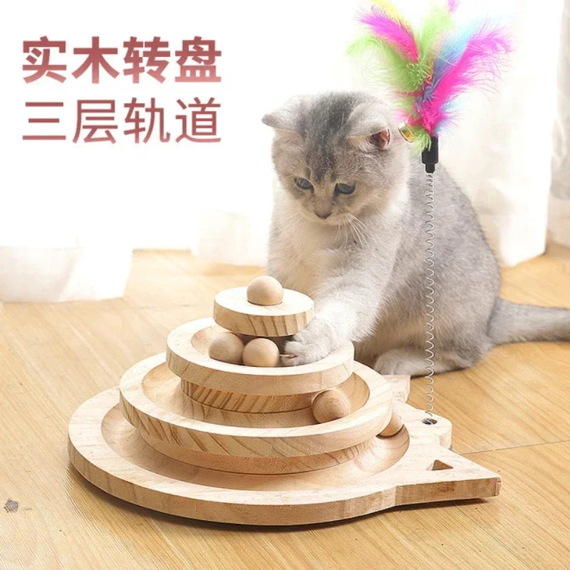Cat Toys Ball, Training Toys, Intelligence Amusement Triple Play Disc, 2/3 Levels Pet Cat Toy Tower Tracks