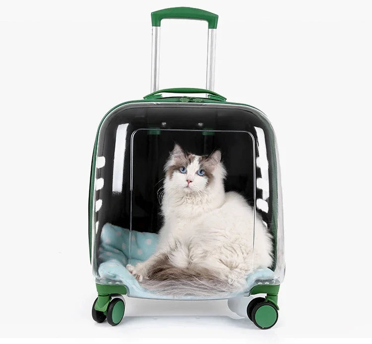 Cats Carrier Pet Backpacks PC Material Travel Stroller Bags Pet Shop Transparent Transportation Products on Wheels Accessories