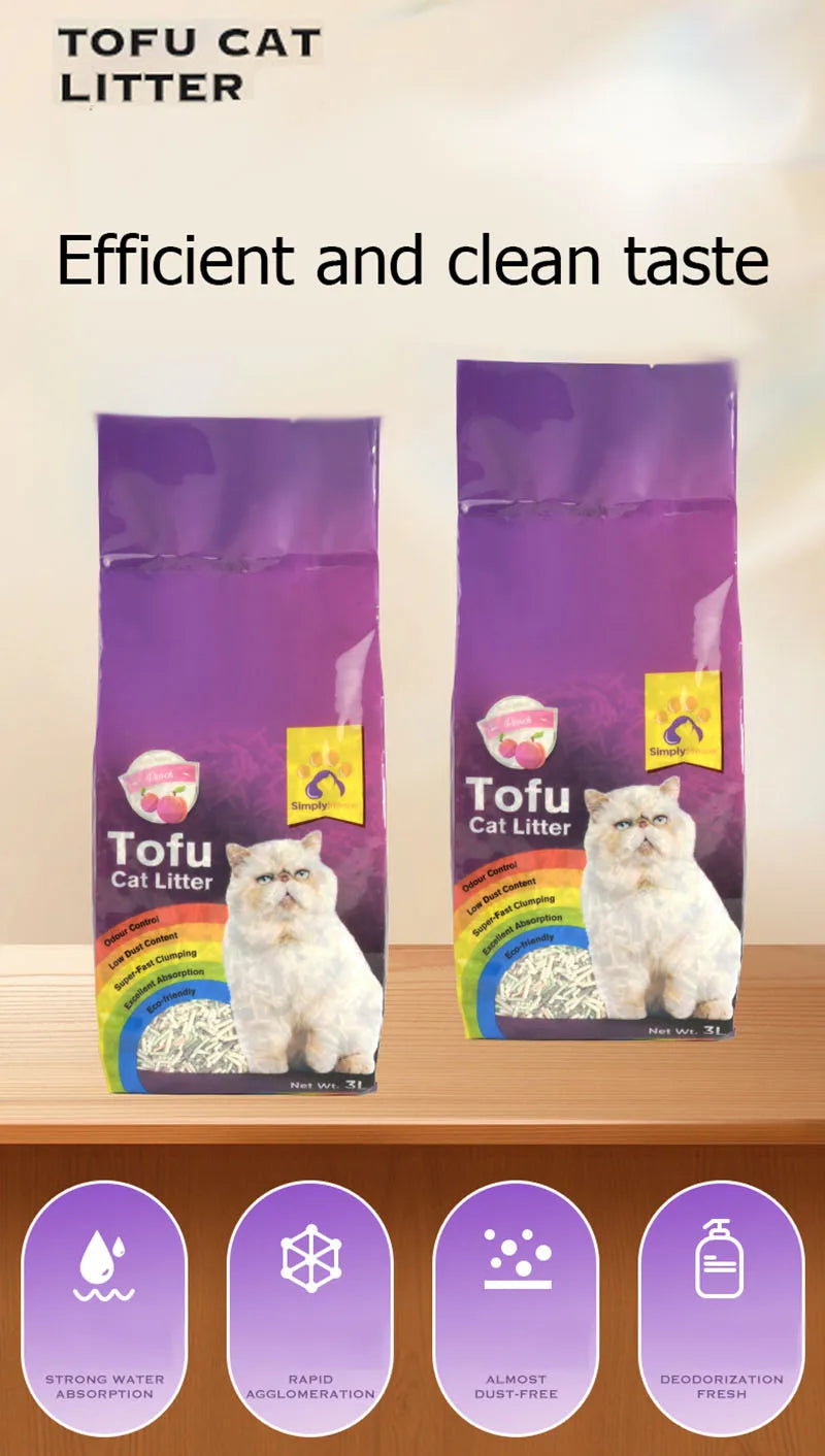 Pet supplies, cat supplies, cat litter, deodorizing, low dust, clumping, washable 3L plant-based cat litter