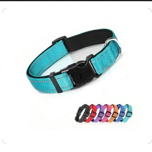 Dog Collar Reflective Adjustable Breathable Nylon Soft Padded DurableePet Collar for Small Medium Large Dog Bone Rope