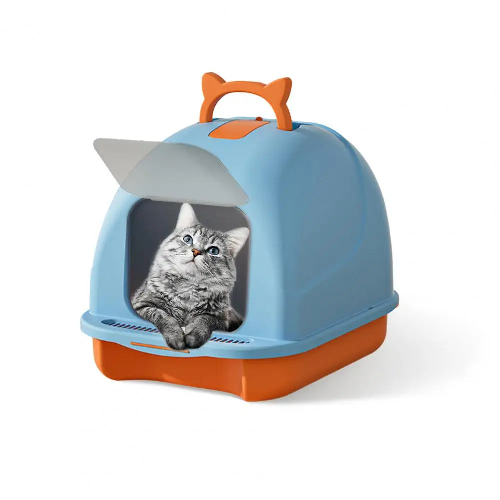Large Cat Litter Box with Lid Closed Kitten Litter Pan with Litter Scoop Cat Enclosed Toilet Spacious Interior Pet Supplies