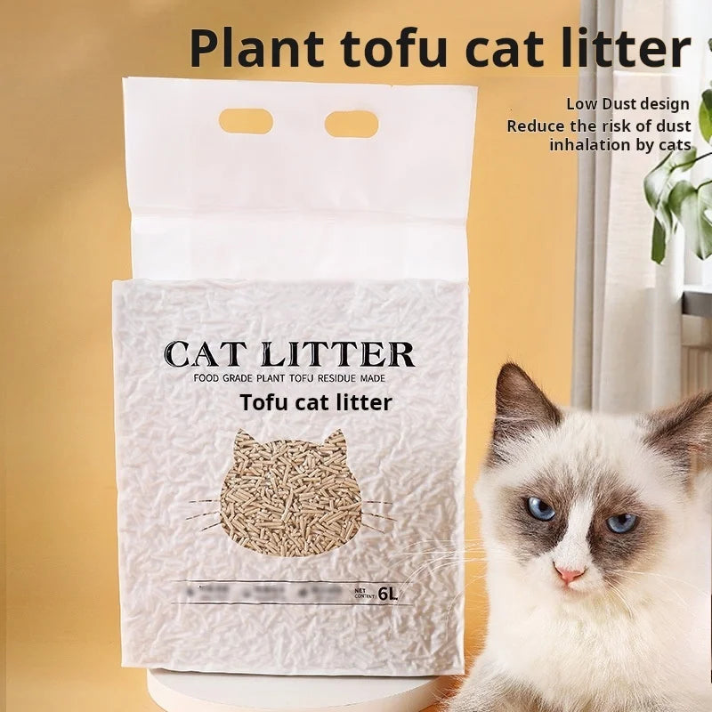 6-Liter Pack Natural Soybean Residue Cat Litter Tofu Eco-Friendly Four Scents Available Cat Litter Alternative