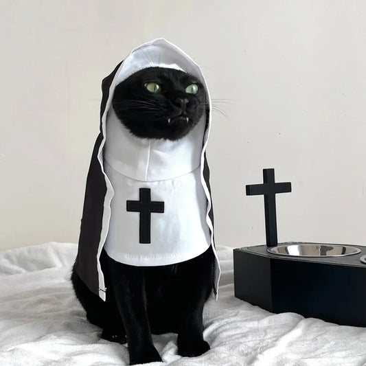 Costume da Suora per gatto o cane di piccola taglia, divertente travestimento per halloween o carnevale