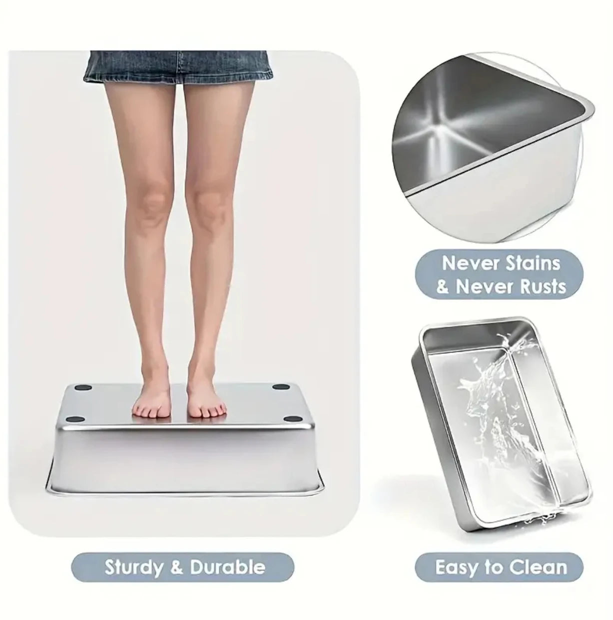 Stainless Steel Litter Box,XL Metal Litter Box with Lid,14”High Side Cat Litter Box for Big Cats and Kittens,Extra Large Litter