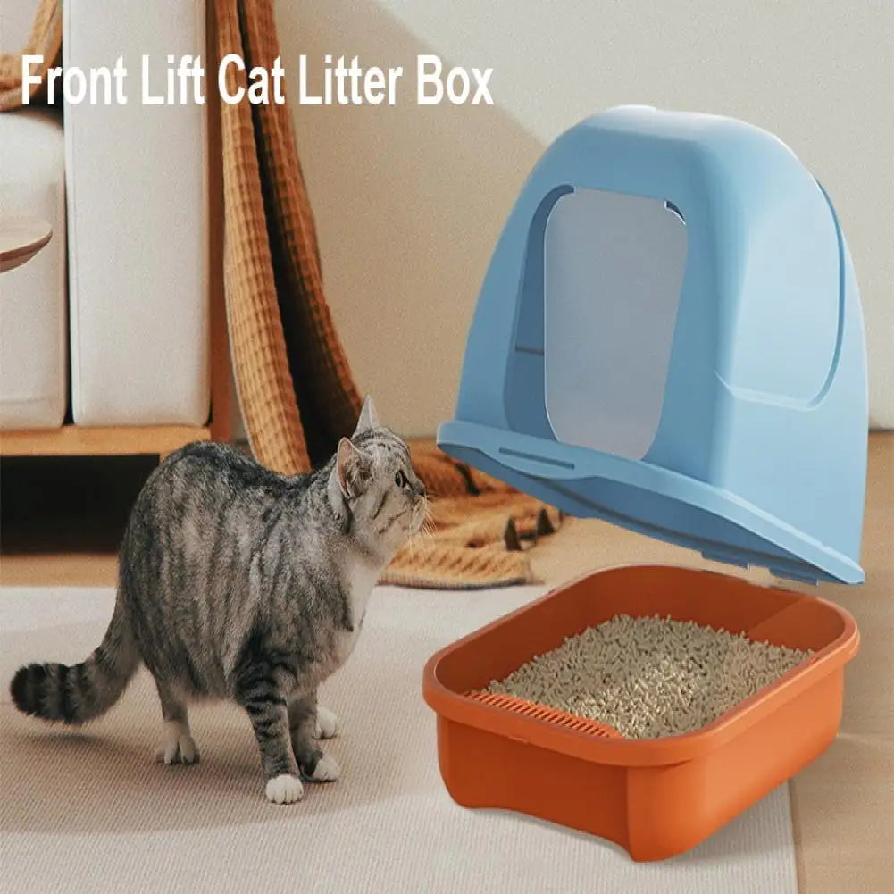 Large Cat Litter Box with Lid Closed Kitten Litter Pan with Litter Scoop Cat Enclosed Toilet Spacious Interior Pet Supplies