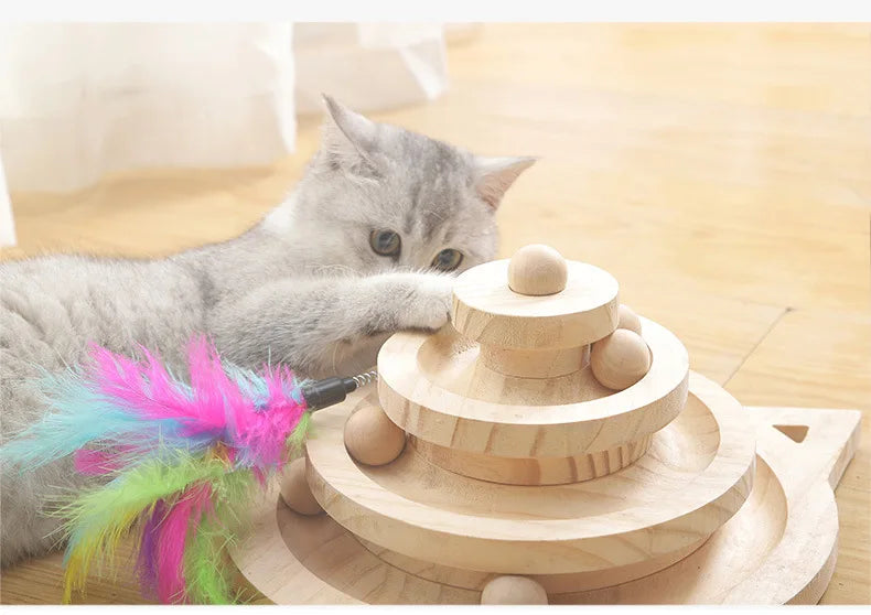 Cat Toys Ball, Training Toys, Intelligence Amusement Triple Play Disc, 2/3 Levels Pet Cat Toy Tower Tracks