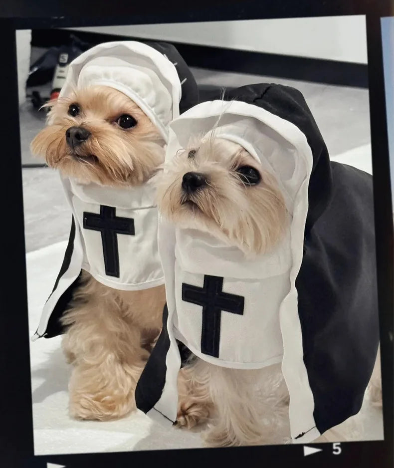 Costume da Suora per gatto o cane di piccola taglia, divertente travestimento per halloween o carnevale