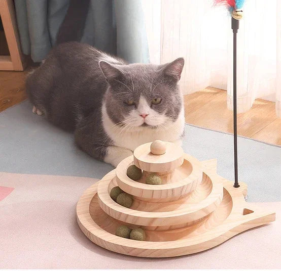 Cat Toys Ball, Training Toys, Intelligence Amusement Triple Play Disc, 2/3 Levels Pet Cat Toy Tower Tracks