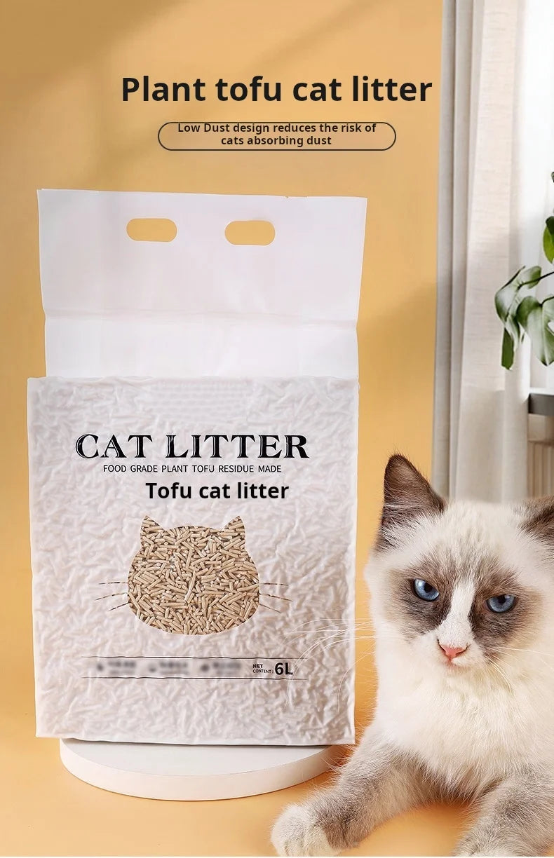 6-Liter Pack Natural Soybean Residue Cat Litter Tofu Eco-Friendly Four Scents Available Cat Litter Alternative