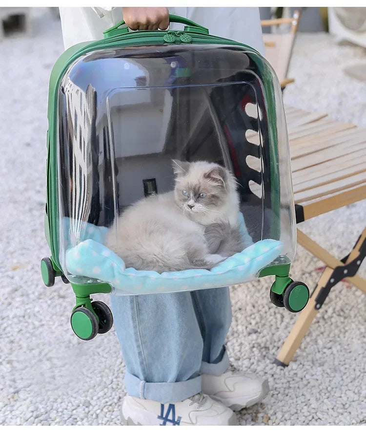 Cats Carrier Pet Backpacks PC Material Travel Stroller Bags Pet Shop Transparent Transportation Products on Wheels Accessories