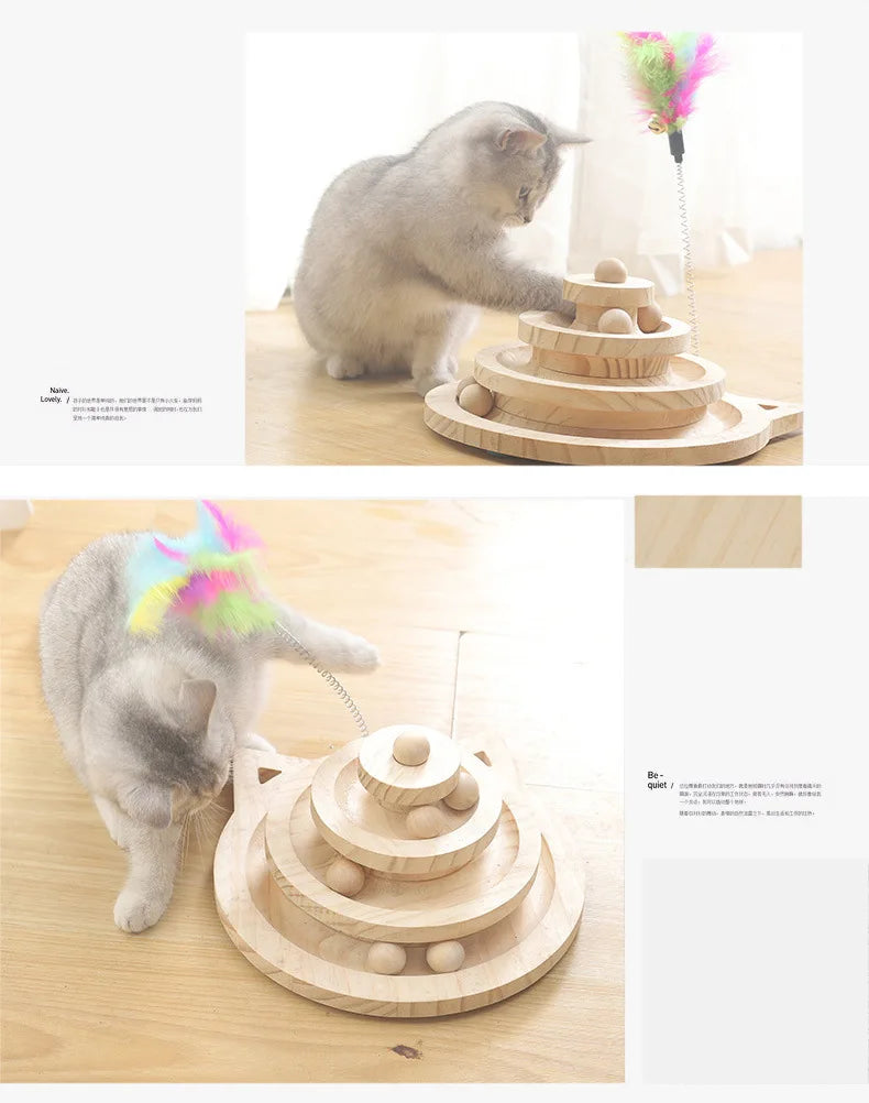 Cat Toys Ball, Training Toys, Intelligence Amusement Triple Play Disc, 2/3 Levels Pet Cat Toy Tower Tracks