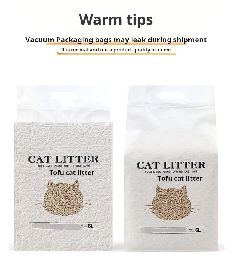 6-Liter Pack Natural Soybean Residue Cat Litter Tofu Eco-Friendly Four Scents Available Cat Litter Alternative
