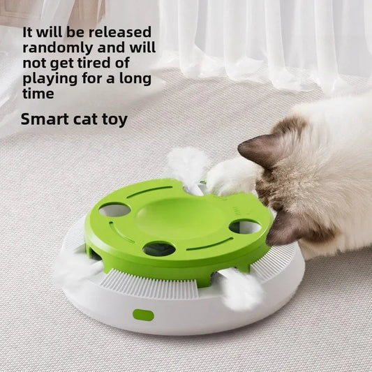 Giostra Automatica per Gatti con Piume Interattive, gioco perfetto per stimolare i gatti e l'istinto alla caccia