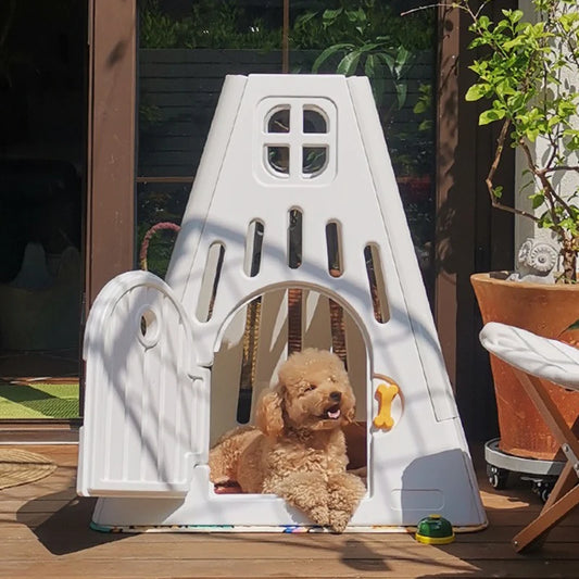 Indoor Teddy Dog House Outdoors Plastic Bichon House Small Medium Chihuahua Puppy Kennel Door Luxury Breathable Dogs Supplies