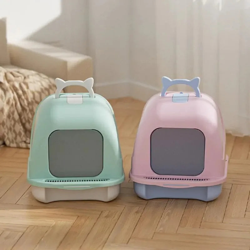 Large Cat Litter Box with Lid Closed Kitten Litter Pan with Litter Scoop Cat Enclosed Toilet Spacious Interior Pet Supplies