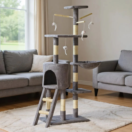 Plush Cat Tree Cat Tower Cozy Luxury Cats Condo For Indoor Multi-Level Cat Tower Sisal Covered Scratching Posts Cats Accessories
