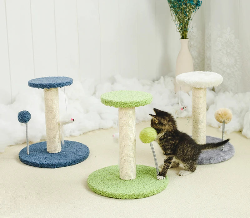 Cat Tree Tower, Cat Scratching Post with Interactive Ball Toys and Plush Mouse for Kitty Cat Play Tower Activity Centre for Play