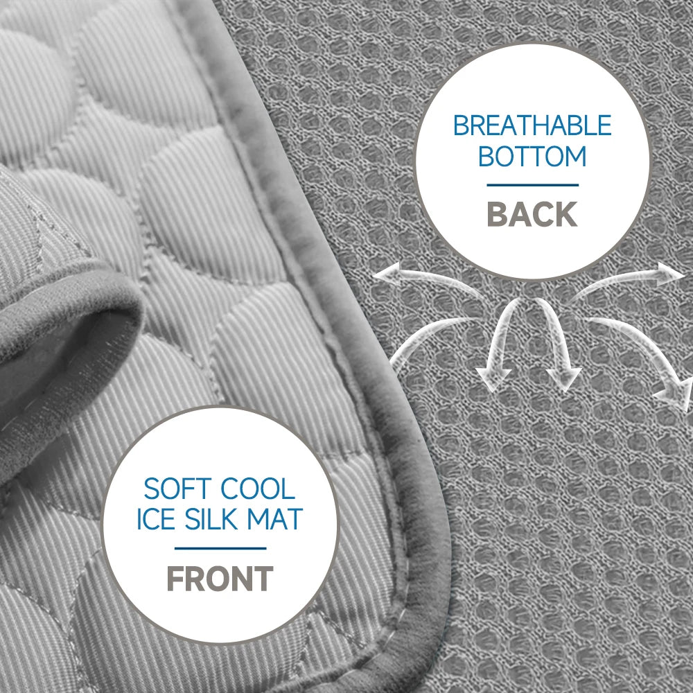 Dog Cooling Mat Summer Washable Portable Pet Coolings Pad For Dogs Cat Ice Silk Blanket Sofa Breathable Sleeping Mat