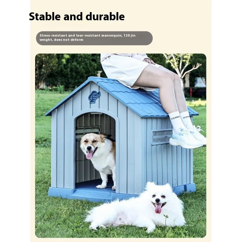 Waterproof Outdoor Dog House for Large Dogs Durable Pet Kennel with Removable Washable Cushion All Season Use