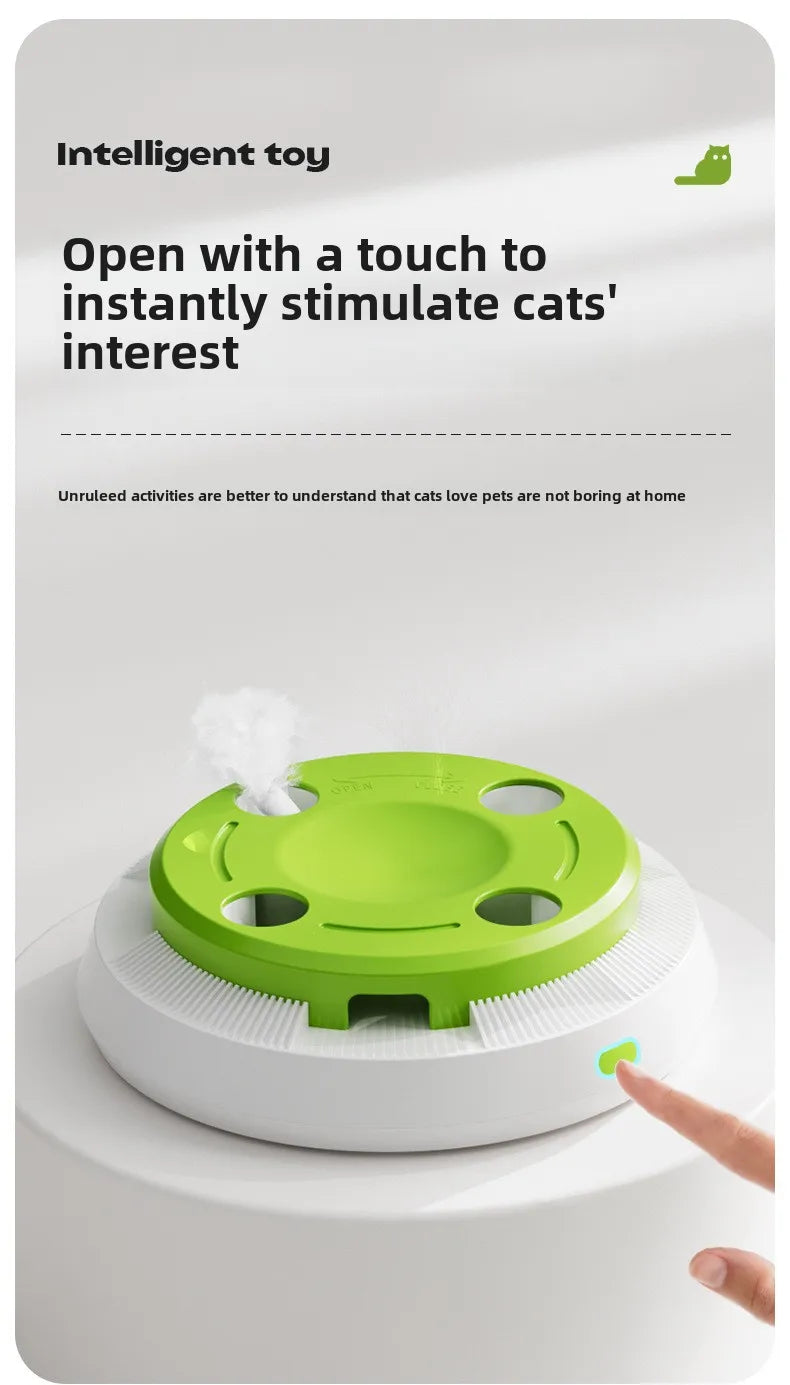 Giostra Automatica per Gatti con Piume Interattive, gioco perfetto per stimolare i gatti e l'istinto alla caccia