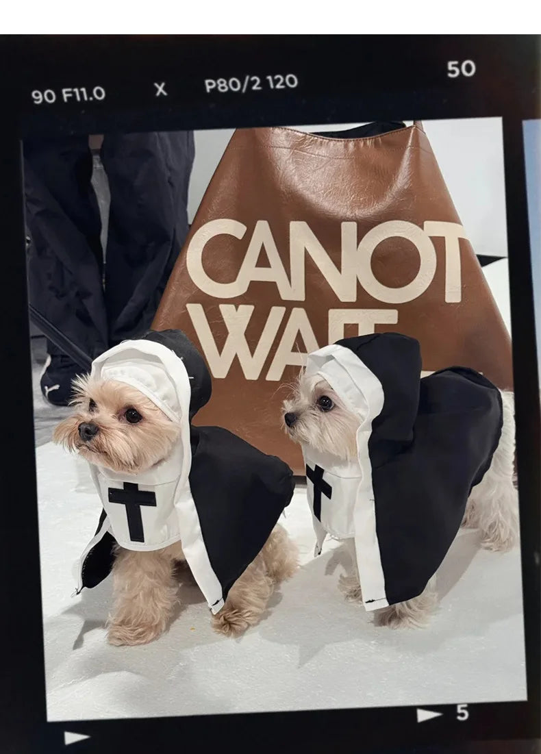 Costume da Suora per gatto o cane di piccola taglia, divertente travestimento per halloween o carnevale