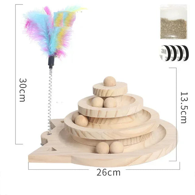 Cat Toys Ball, Training Toys, Intelligence Amusement Triple Play Disc, 2/3 Levels Pet Cat Toy Tower Tracks