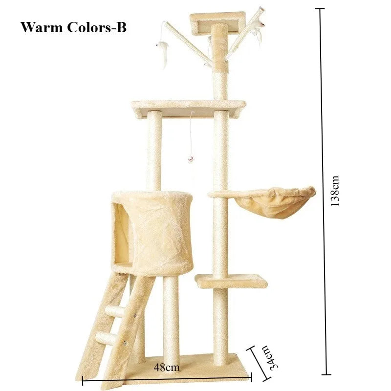 Plush Cat Tree Cat Tower Cozy Luxury Cats Condo For Indoor Multi-Level Cat Tower Sisal Covered Scratching Posts Cats Accessories