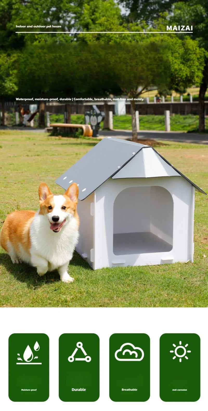 Outdoor Plastic Kennel Rain-proof Dog House Small and Medium-sized Dog Outdoor Dedicated Waterproof Pet Nest Keep Warm Dog Beds