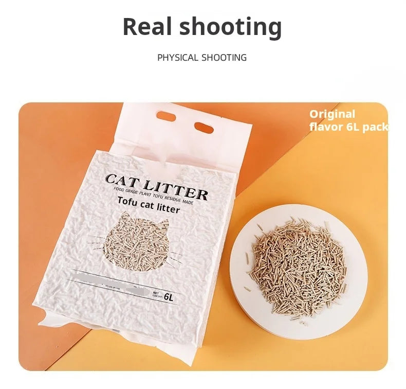 6-Liter Pack Natural Soybean Residue Cat Litter Tofu Eco-Friendly Four Scents Available Cat Litter Alternative