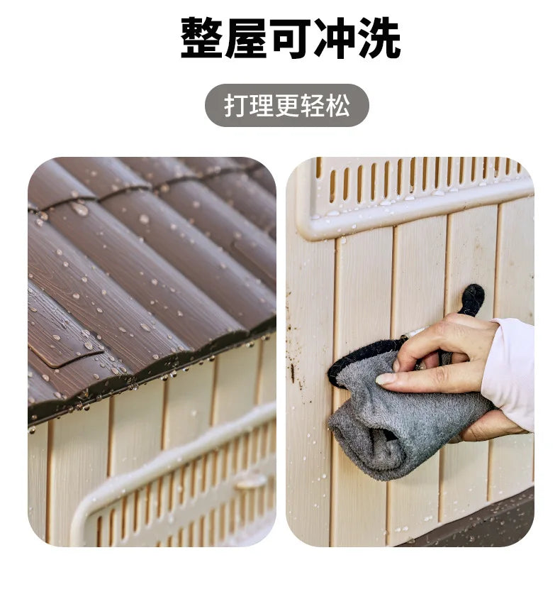 Waterproof Outdoor Dog House for Large Dogs Durable Pet Kennel with Removable Washable Cushion All Season Use