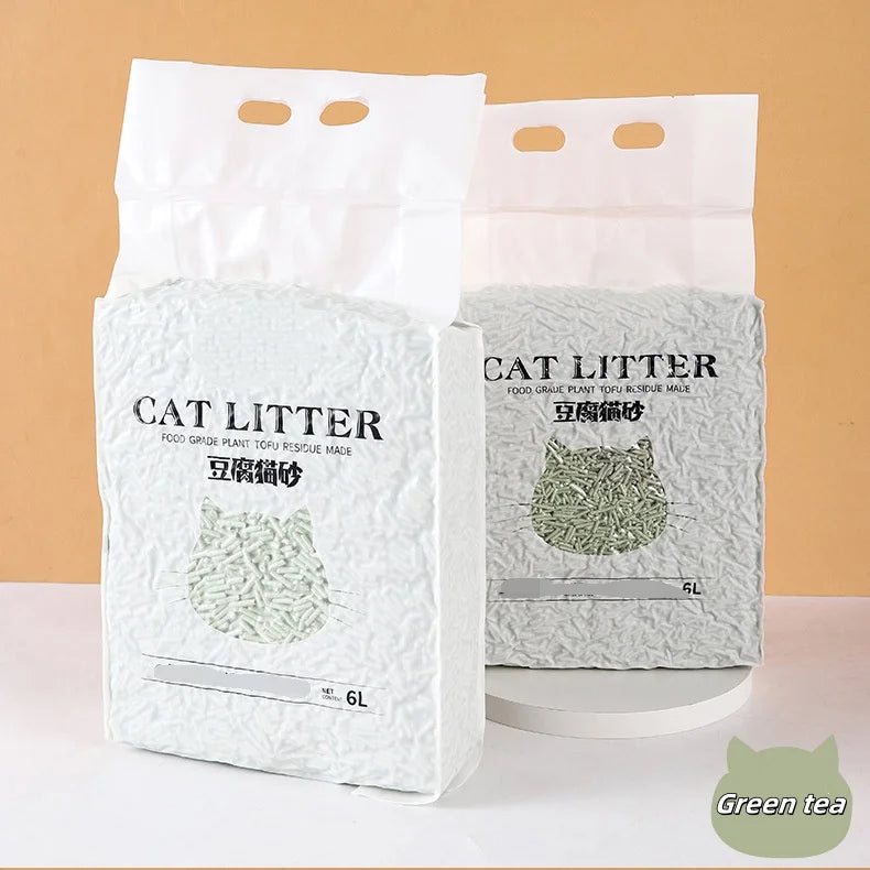6-Liter Pack Natural Soybean Residue Cat Litter Tofu Eco-Friendly Four Scents Available Cat Litter Alternative